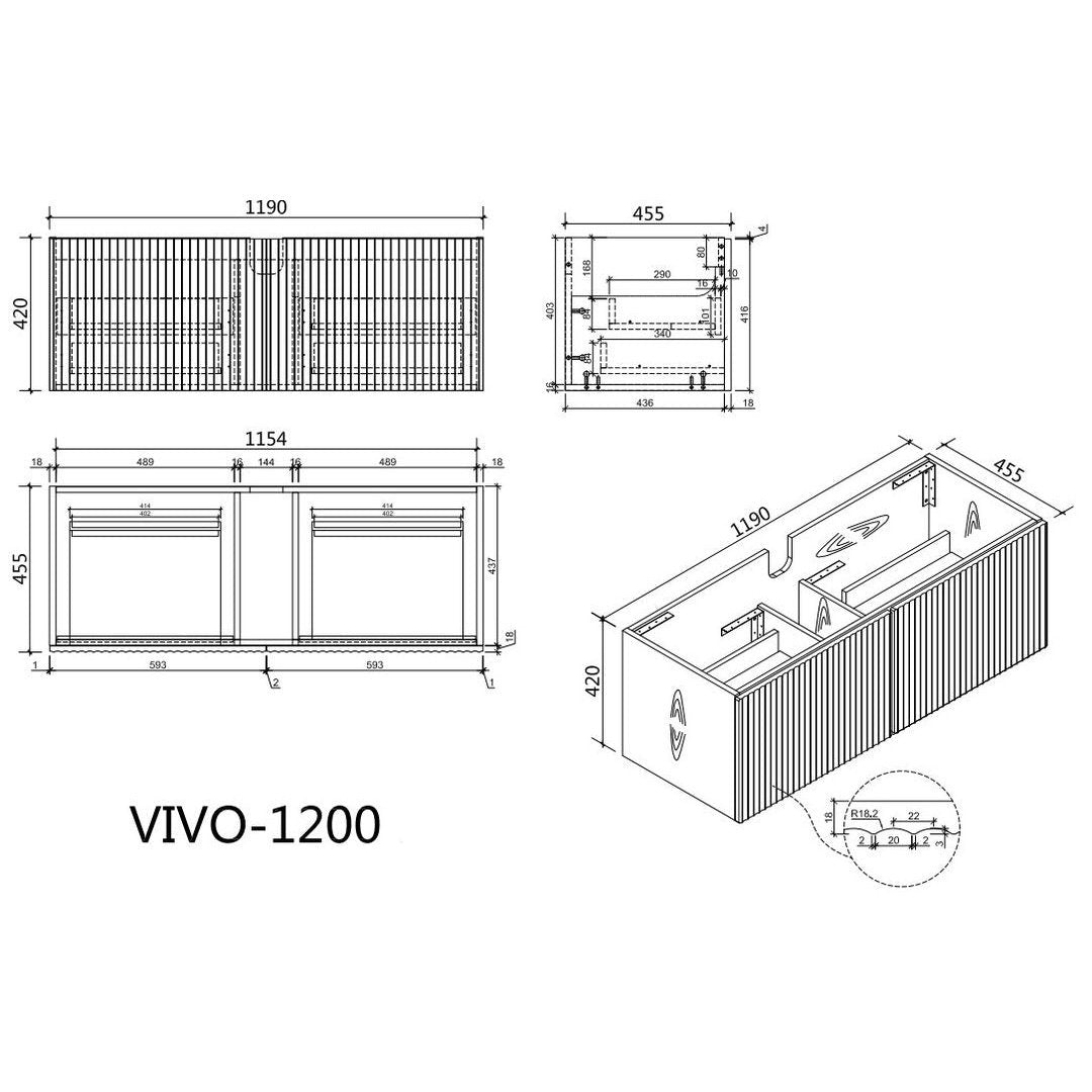 VIVO Wall Hung Vanity - Blue Bathware