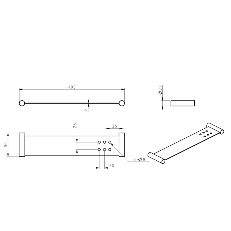 Mica Stainless Shelf - 400mm