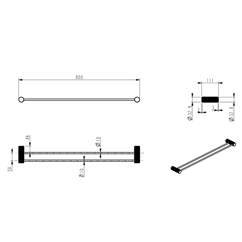 Mica Fluted Double Towel Rail