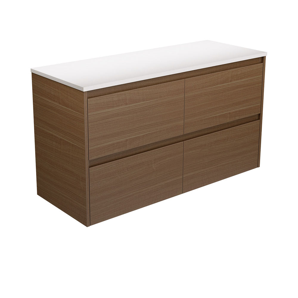 Amato Walnut 1200 Wall Hung Cabinet, Walnut Panels