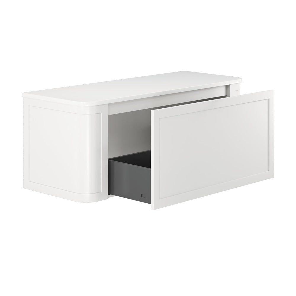 Mila Curved Satin White 1200 Wall Hung Cabinet