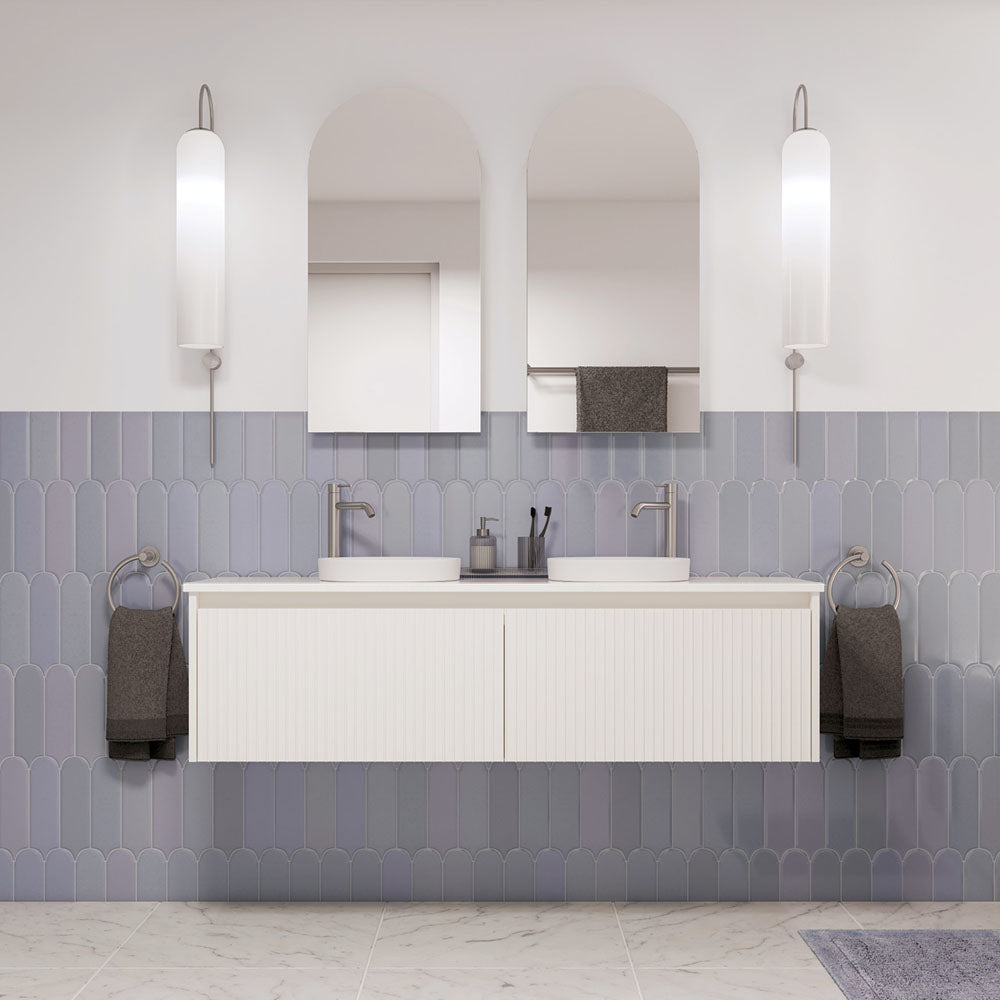 Alina Fluted Satin White 1500 Wall-Hung Cabinet