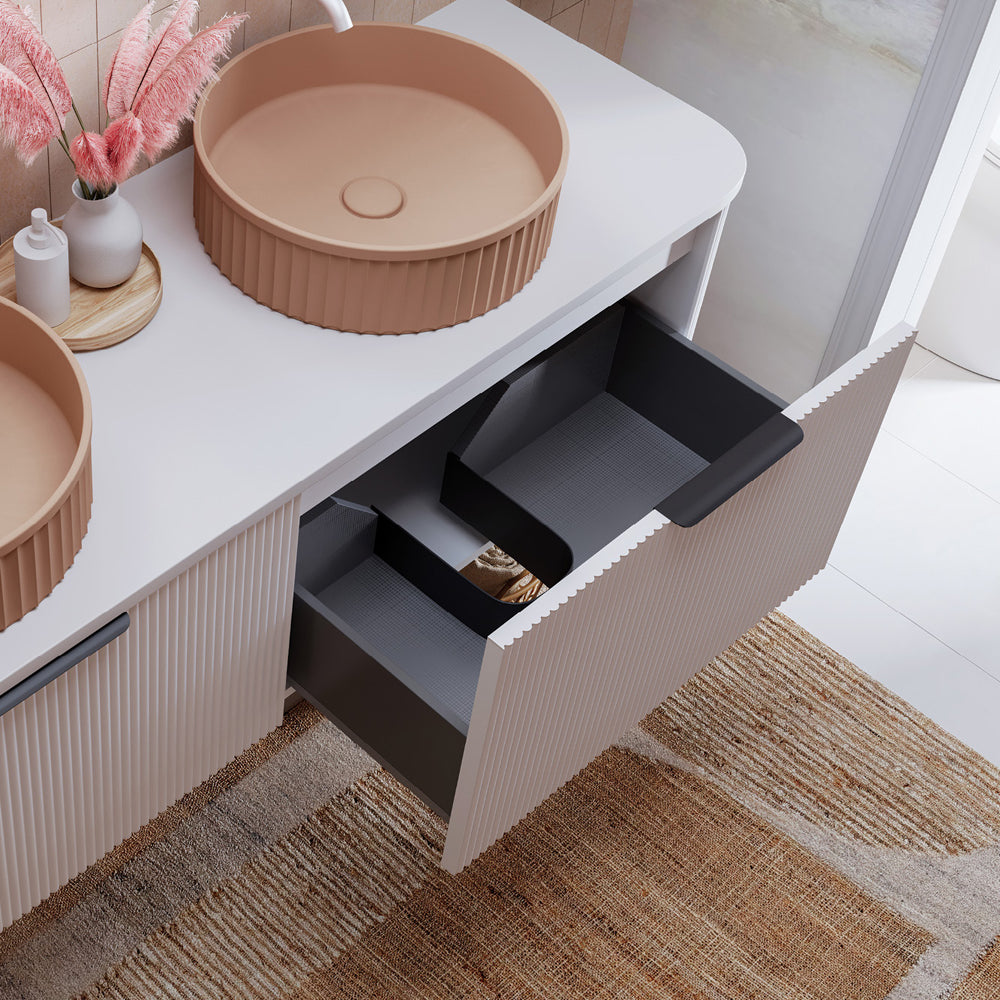 Minka Curved Satin White 1500 Wall Hung Cabinet