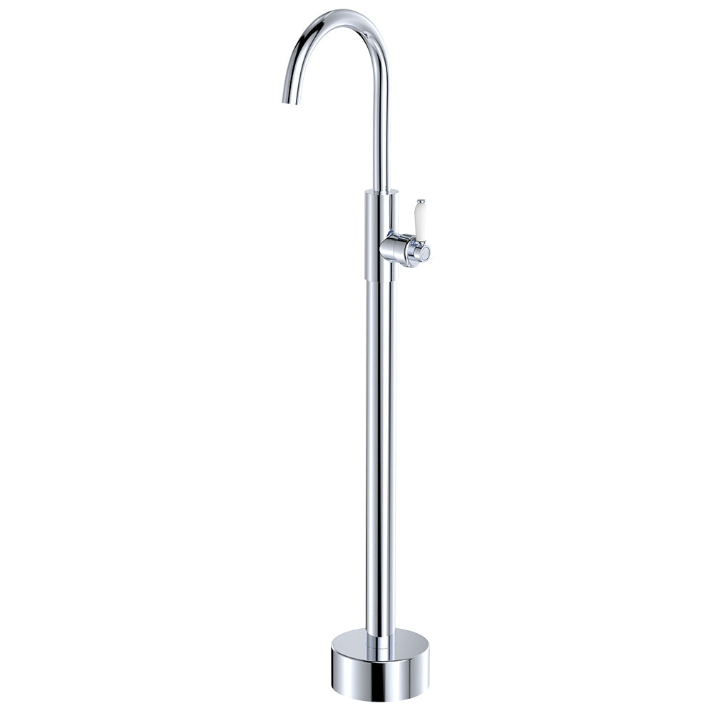 Eleanor Floor Mounted Basin/Bath Mixer - Chrome / Ceramic