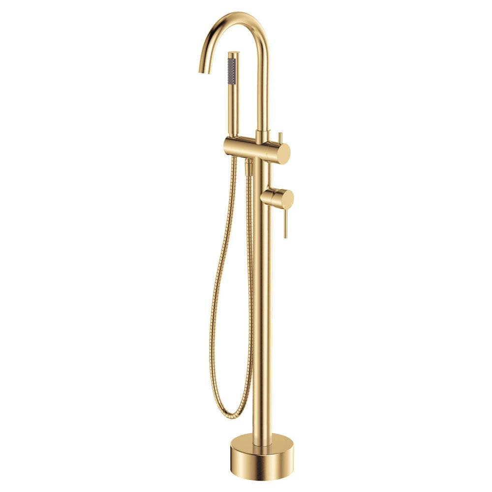 Kaya Floor Mounted Bath Mixer With Hand Shower - Urban Brass