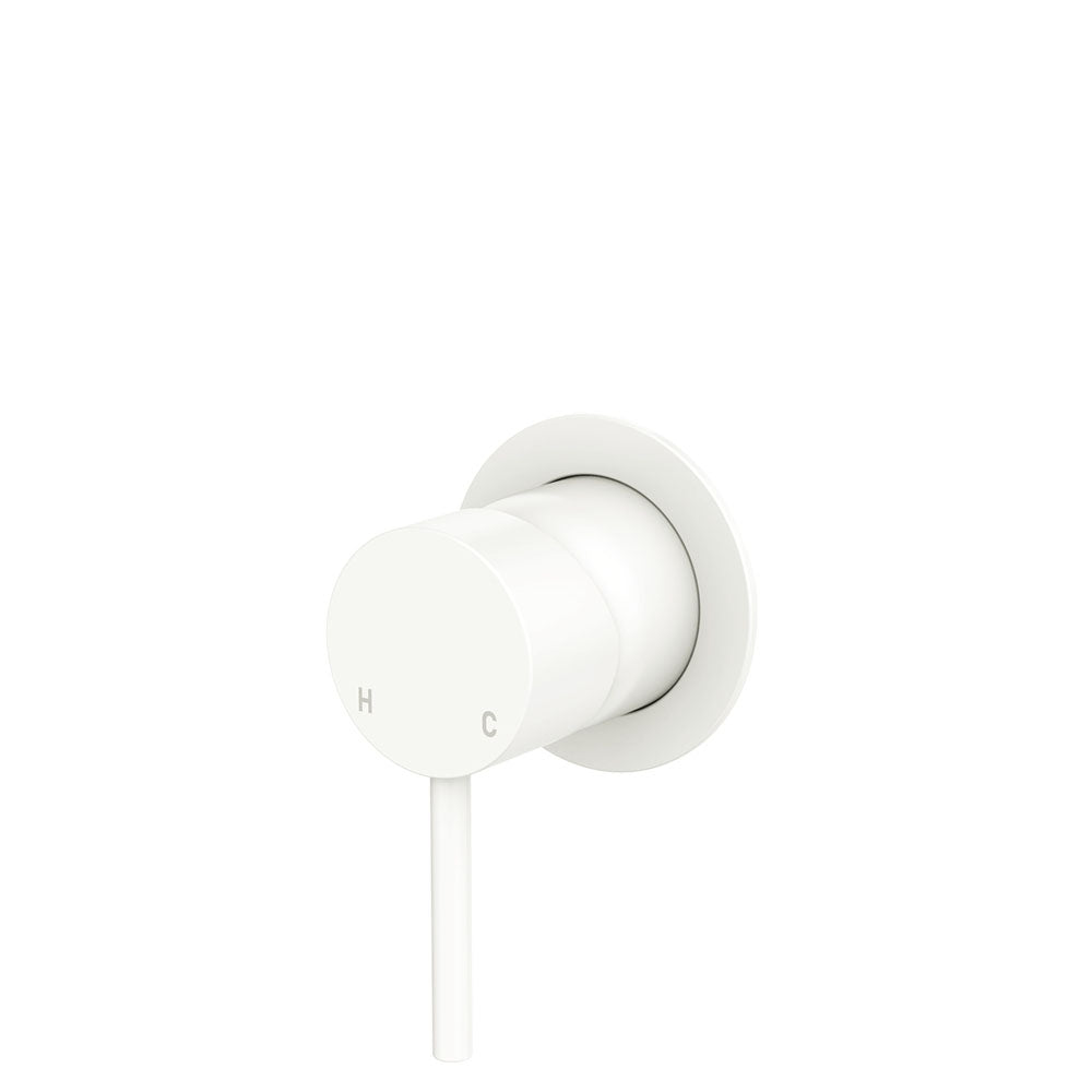 Kaya Wall Mixer, Small Round Plate - Matte White