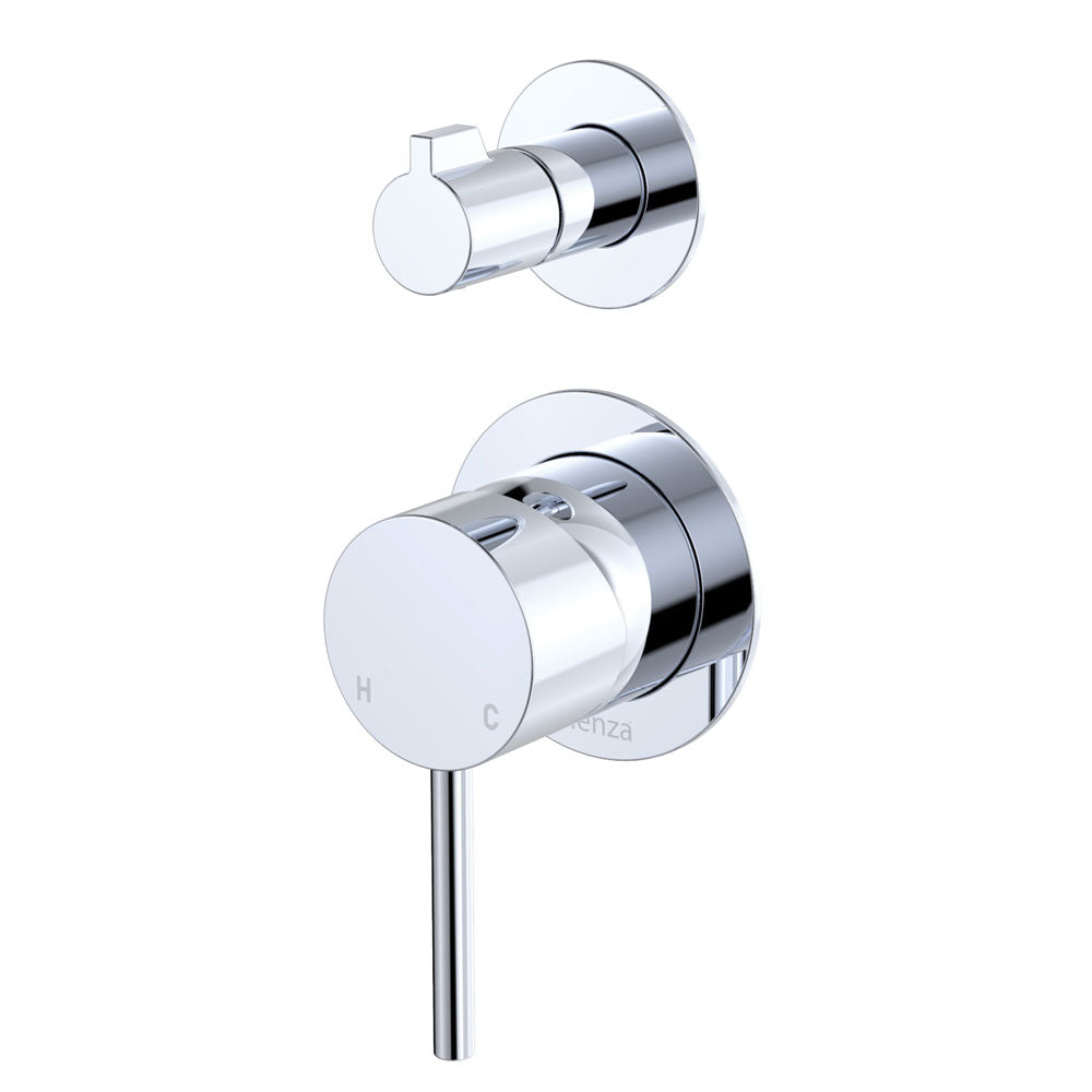 Kaya Wall Diverter Mixer, Small Round Plates - Chrome