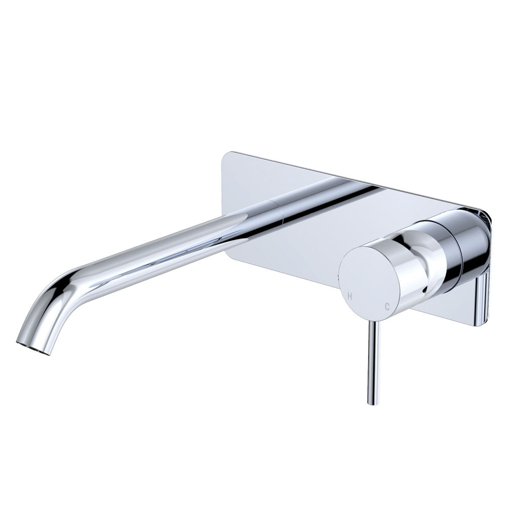 Kaya Basin/Bath Wall Mixer Set, Rectangular Plate, 200mm Outlet - Chrome