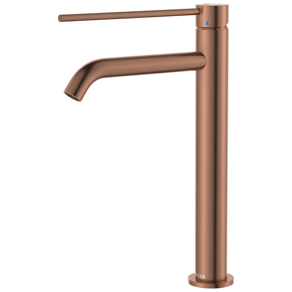 Kaya Care Tall Basin Mixer - Brushed Copper