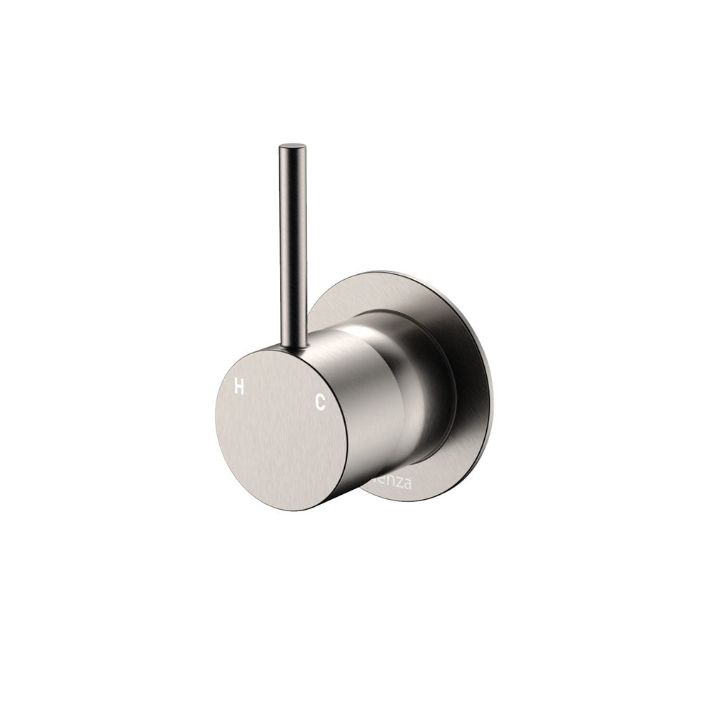 Kaya Up Wall Mixer, Small Round Plate - Brushed Nickel