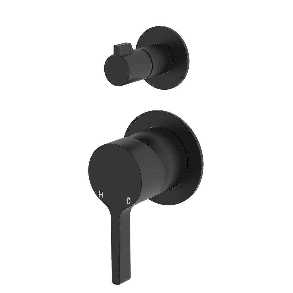 Sansa Wall Diverter Mixer, Small Round Plates - Matte Black