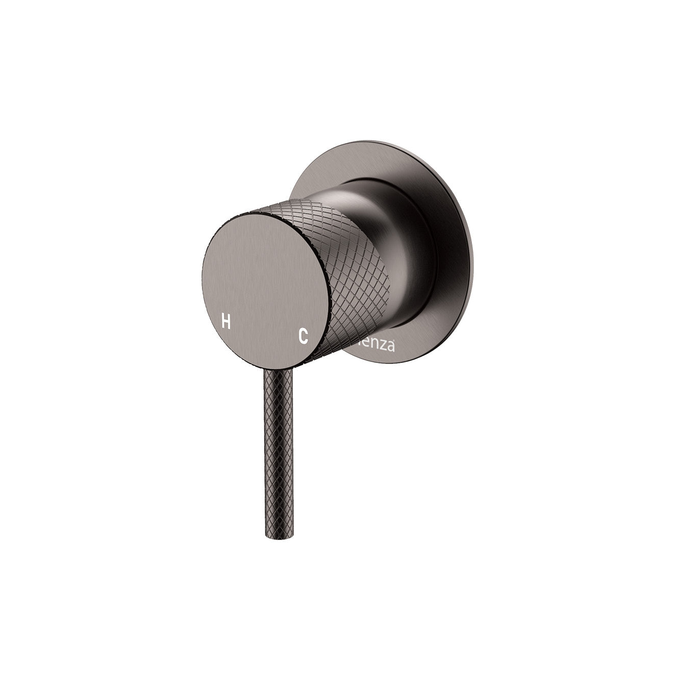 Axle Wall Mixer, Small Round Plate - Gun Metal