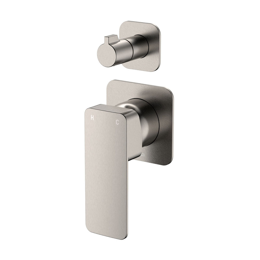 Tono Wall Diverter Mixer, Square Plates - Brushed Nickel