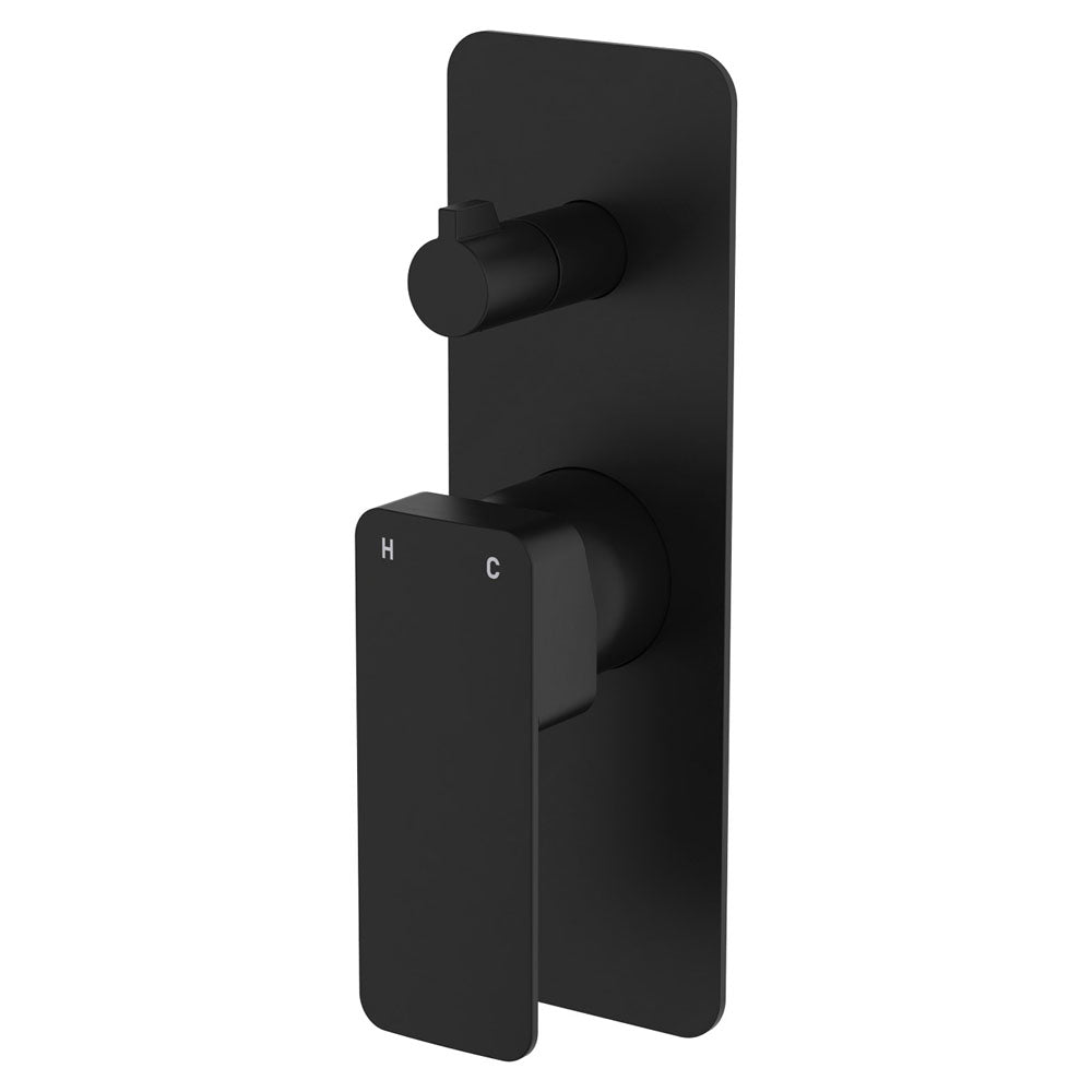 Tono Wall Diverter Mixer, Rectangular Plate - Matte Black