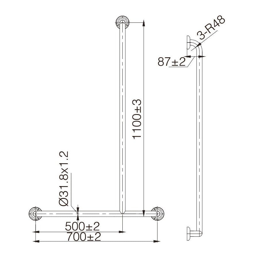 MOBI CARE T Shape Shower Rail LH & RH (TP G19L & TP G19R)
