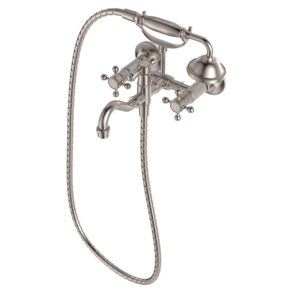 Lillian Exposed Bath Tap Set with Hand Shower - Brushed Nickel