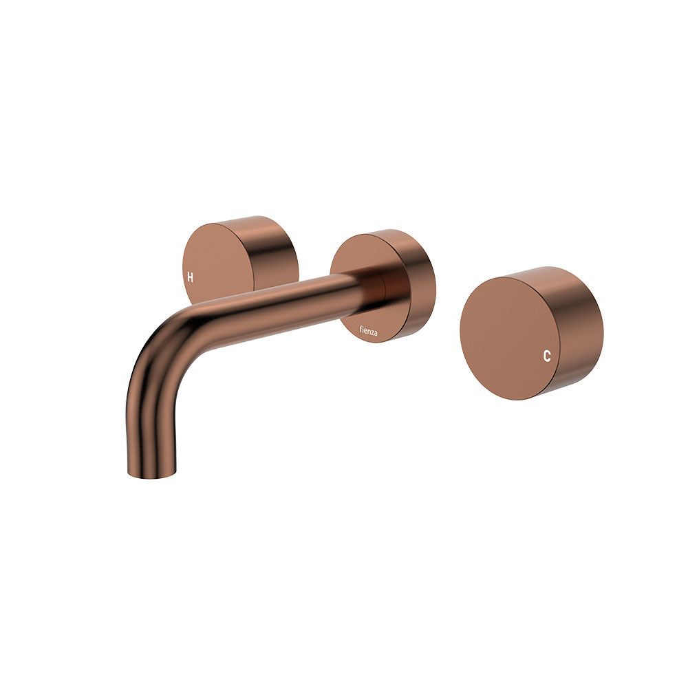Kaya Wall Set, Round Taps, 130mm Outlet - Brushed Copper