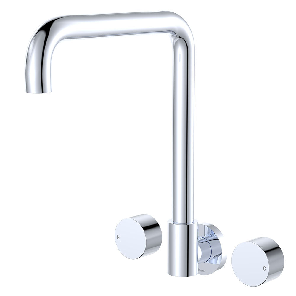 Kaya Squareline Wall Set, Round Taps - Chrome