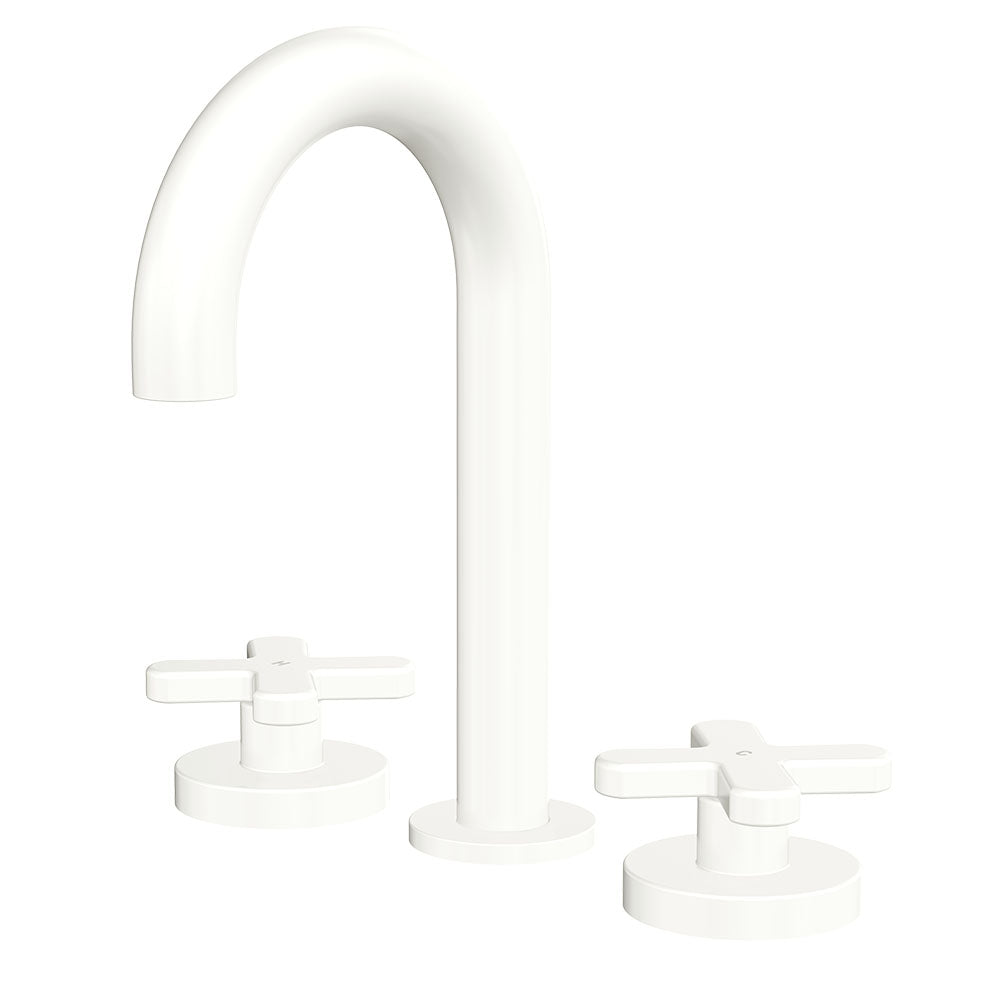 Kaya Round Hob Set, Cross Taps - Matte White