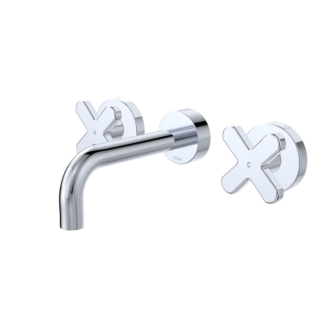 Kaya Wall Set, Cross Taps, 130mm - Chrome