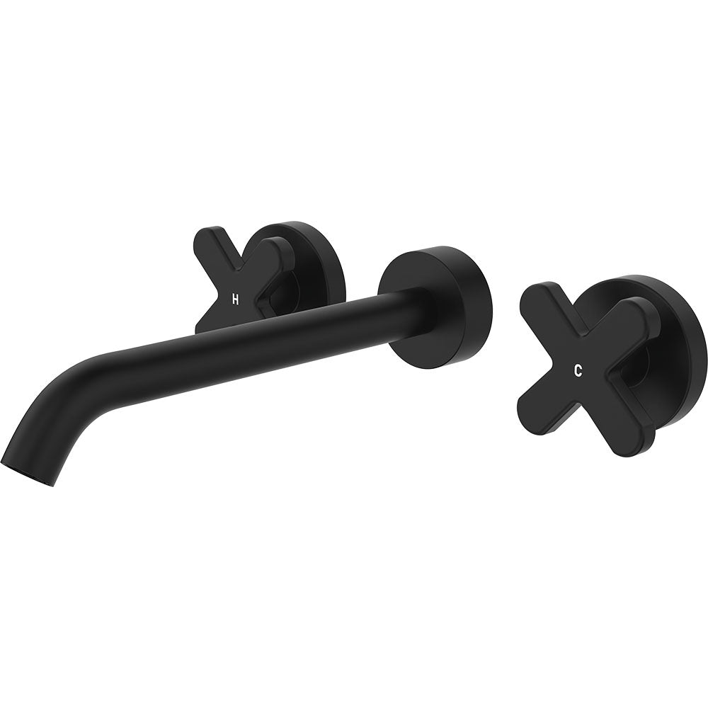 Kaya Wall Set, Cross Taps, 220mm - Matte Black