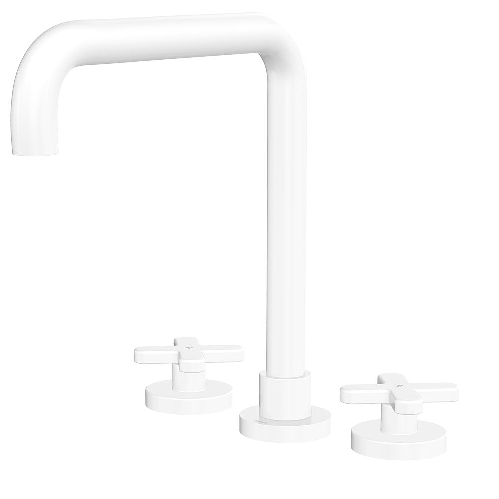 Kaya Squareline Hob Set, Cross Taps - Matte White