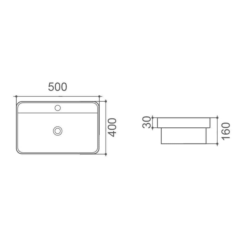 VENICE 500 Half Insert Basin WB 6040S - Blue Bathware