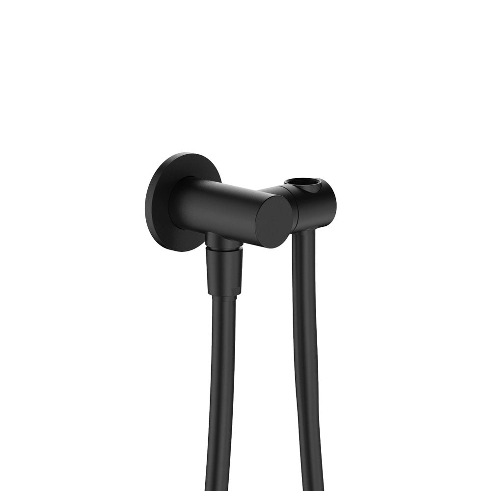 Universal Hand Shower Bracket & Hose, Round Plate, Matte Black