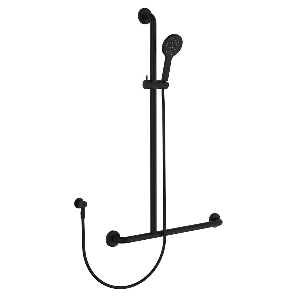 Hustle Care Matte Black Inverted T Rail Shower - Left-Hand