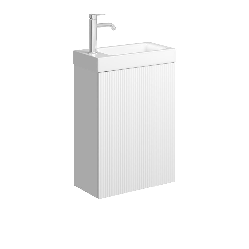 Denzel Minka 450 Wall-Hung Vanity, No Overflow, Satin White