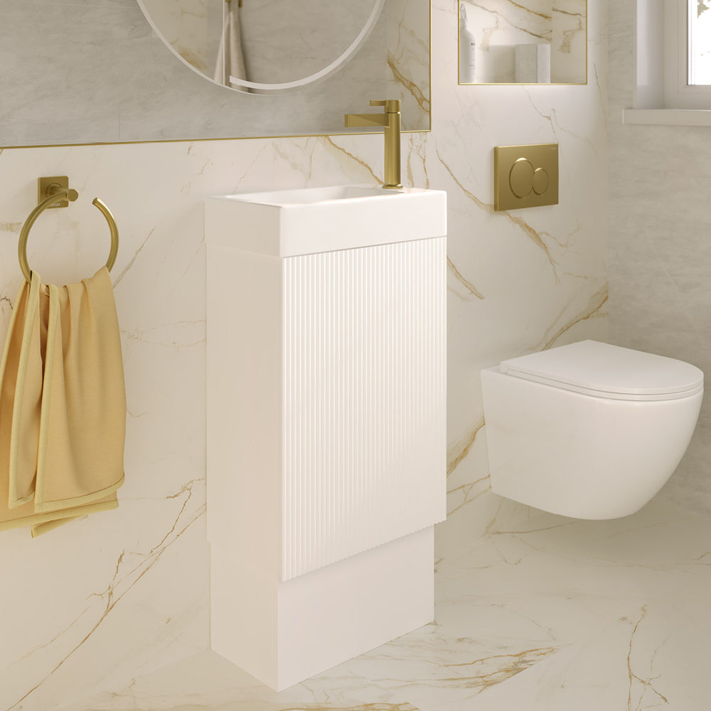 Minka 450 Vanity on Kickboard with Overflow, Satin White