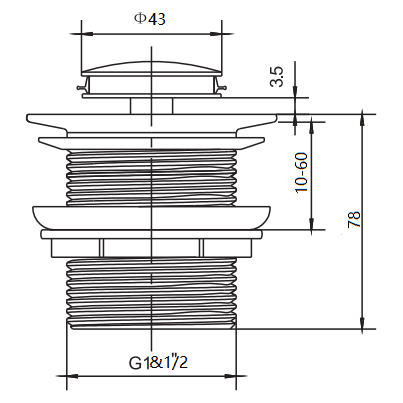 40mm Pop Up Waste with Overflow - Blue Bathware