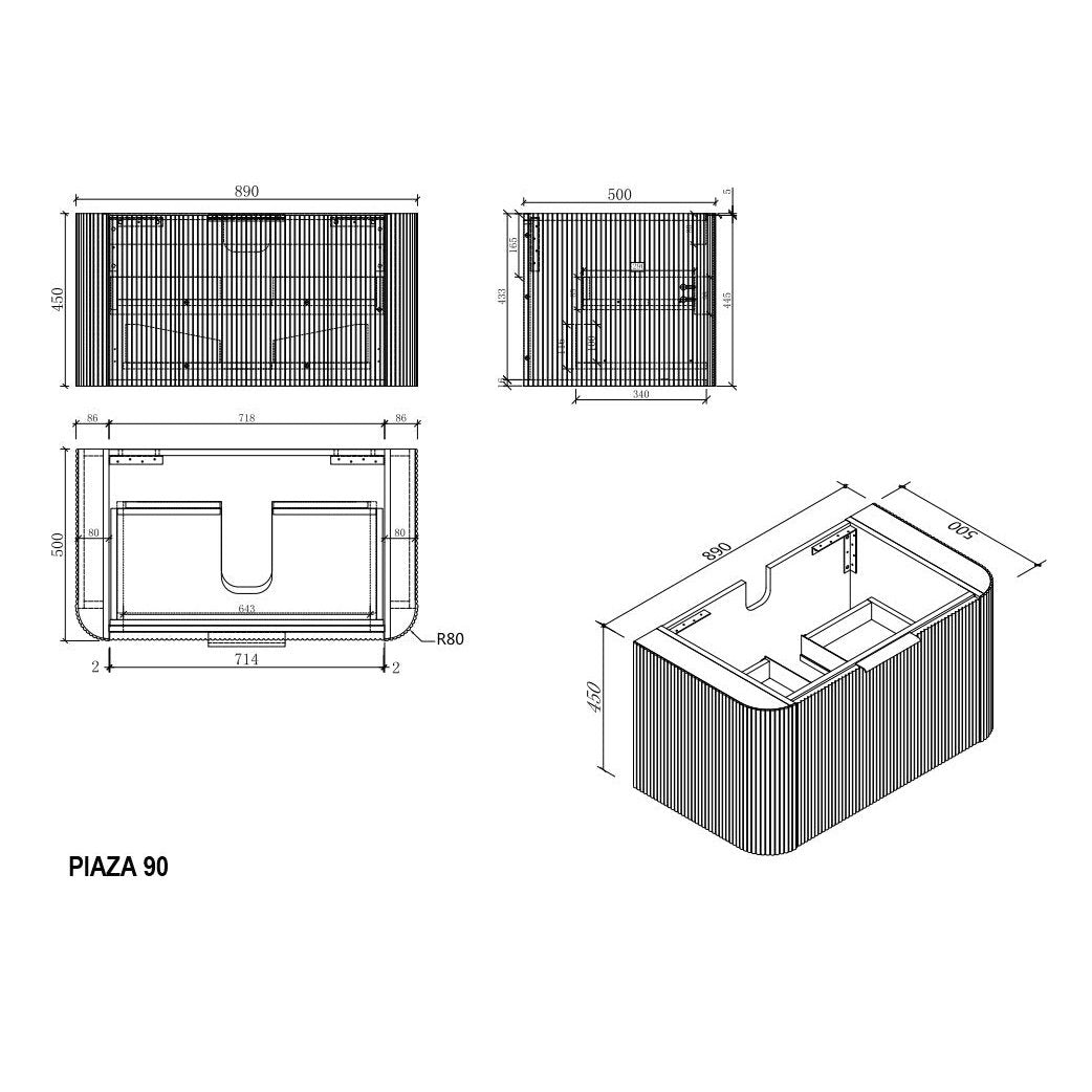 PIAZA Wall Hung Vanity - Blue Bathware