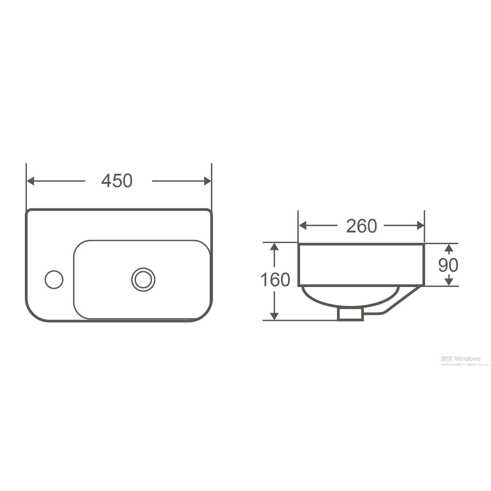 MILAN Wall Hung Basin WB 4526W - Blue Bathware