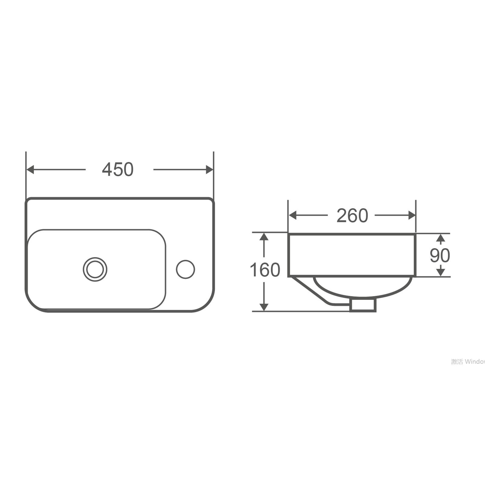 MILAN Wall Hung Basin WB 4526W - Blue Bathware
