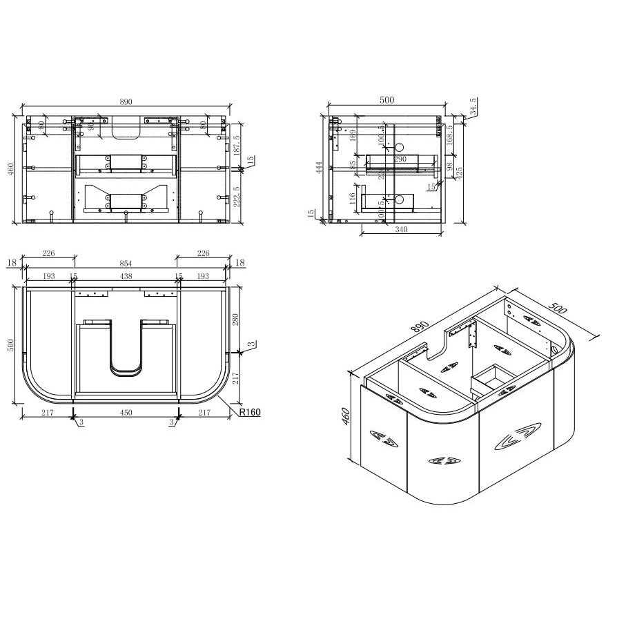 MILAN Wall Hung Vanity - Blue Bathware