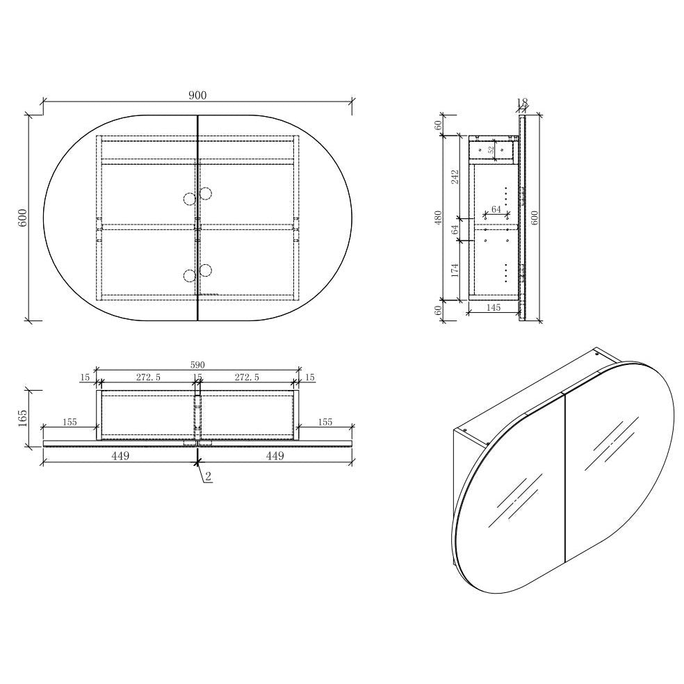 MILAN Mirror Cabinet - Blue Bathware