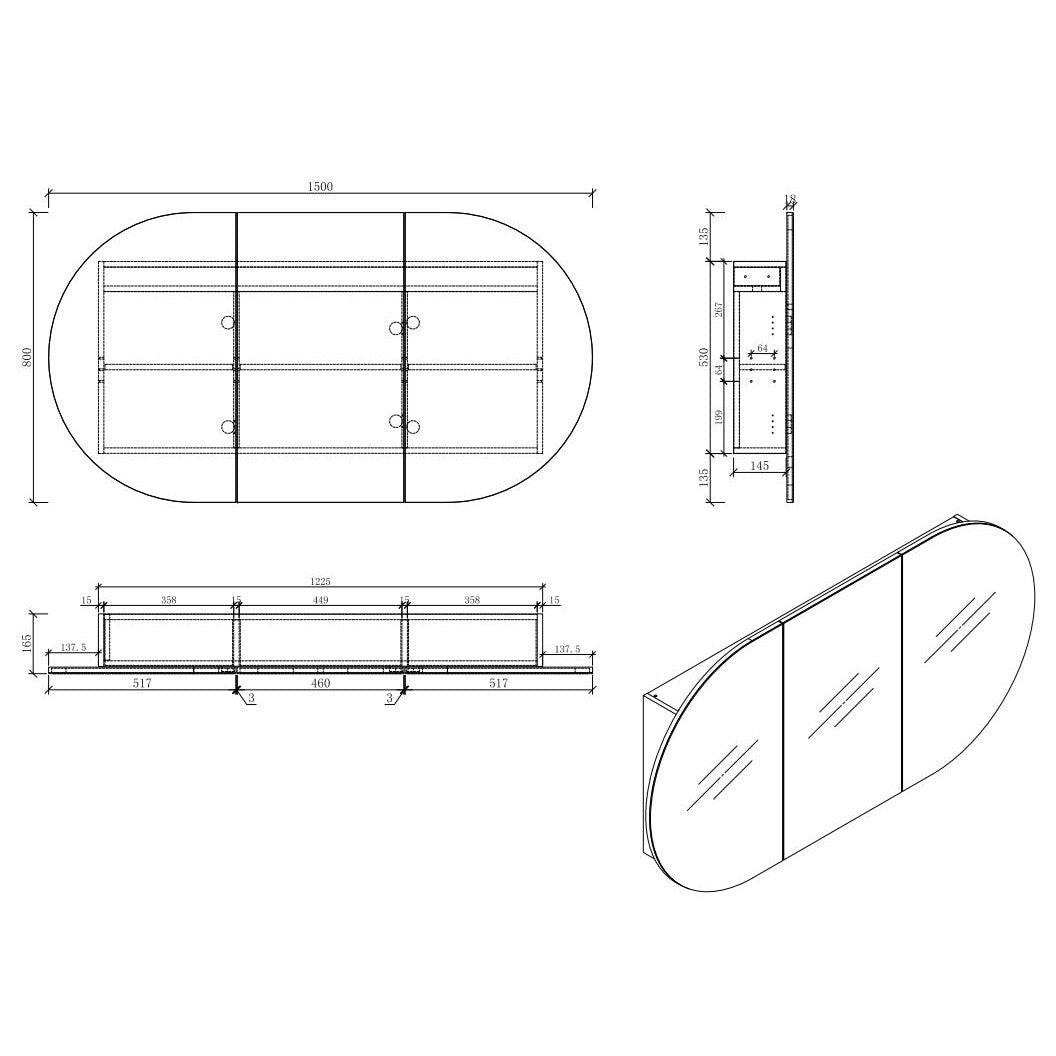 MILAN Mirror Cabinet - Blue Bathware
