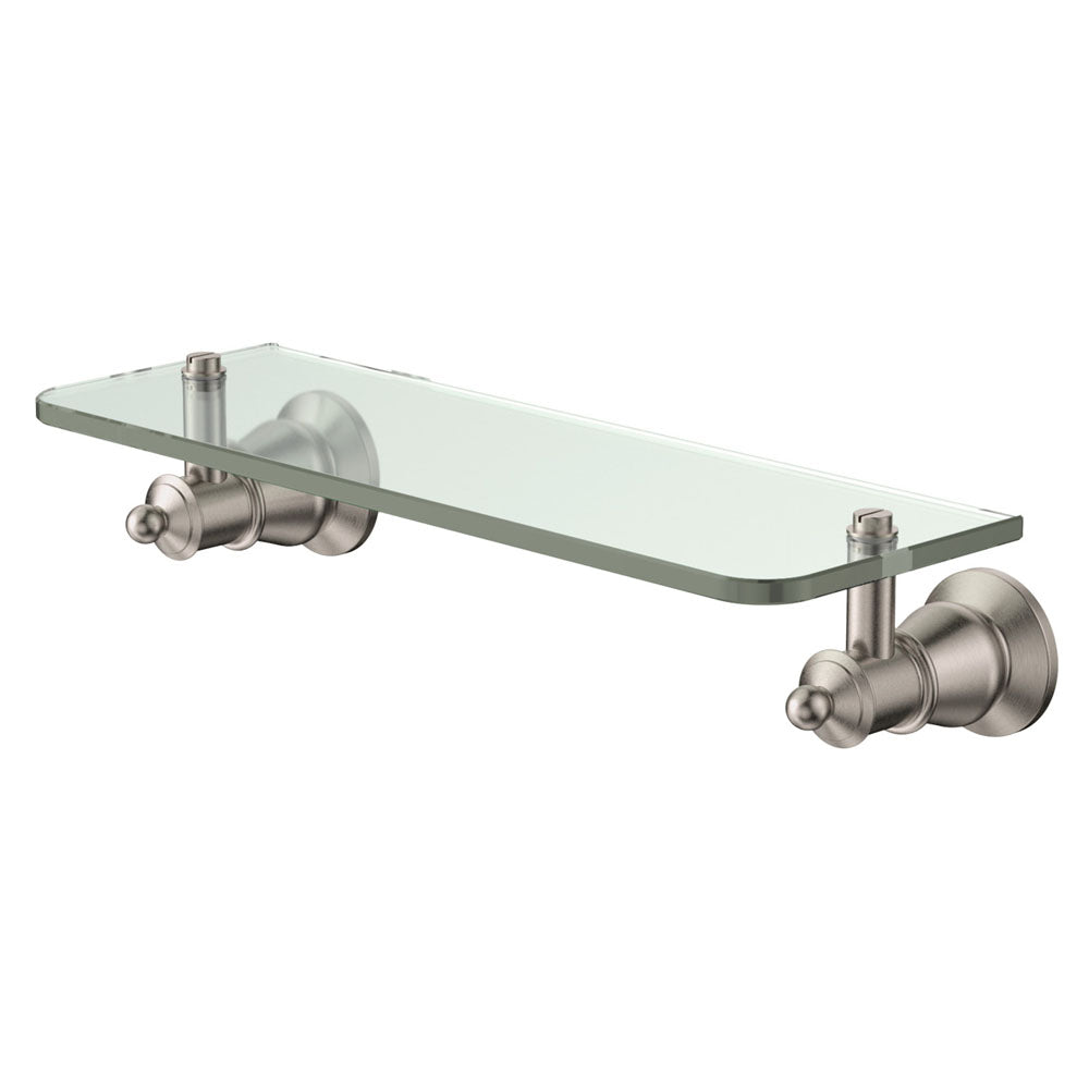 Lillian Glass Shelf, Brushed Nickel