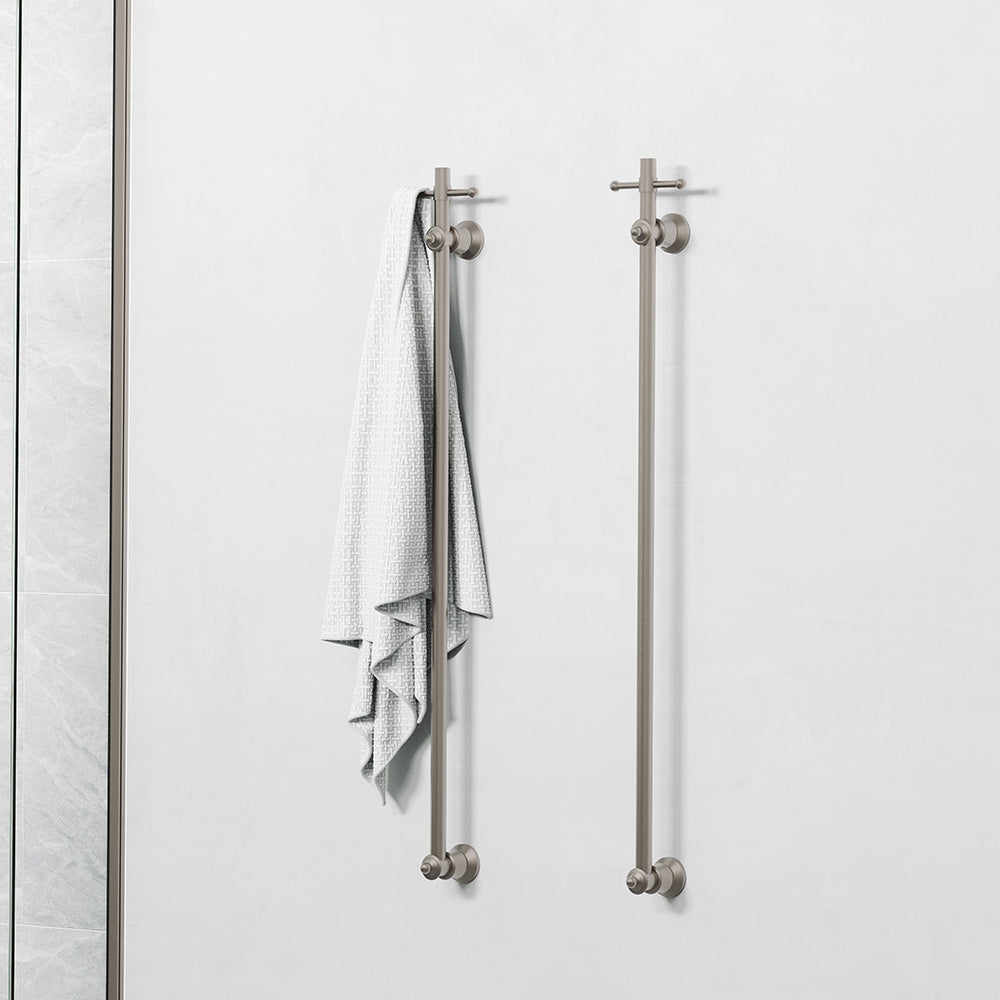 Lillian Vertical Heated Towel Rail, 93 x 1000mm, Brushed Nickel