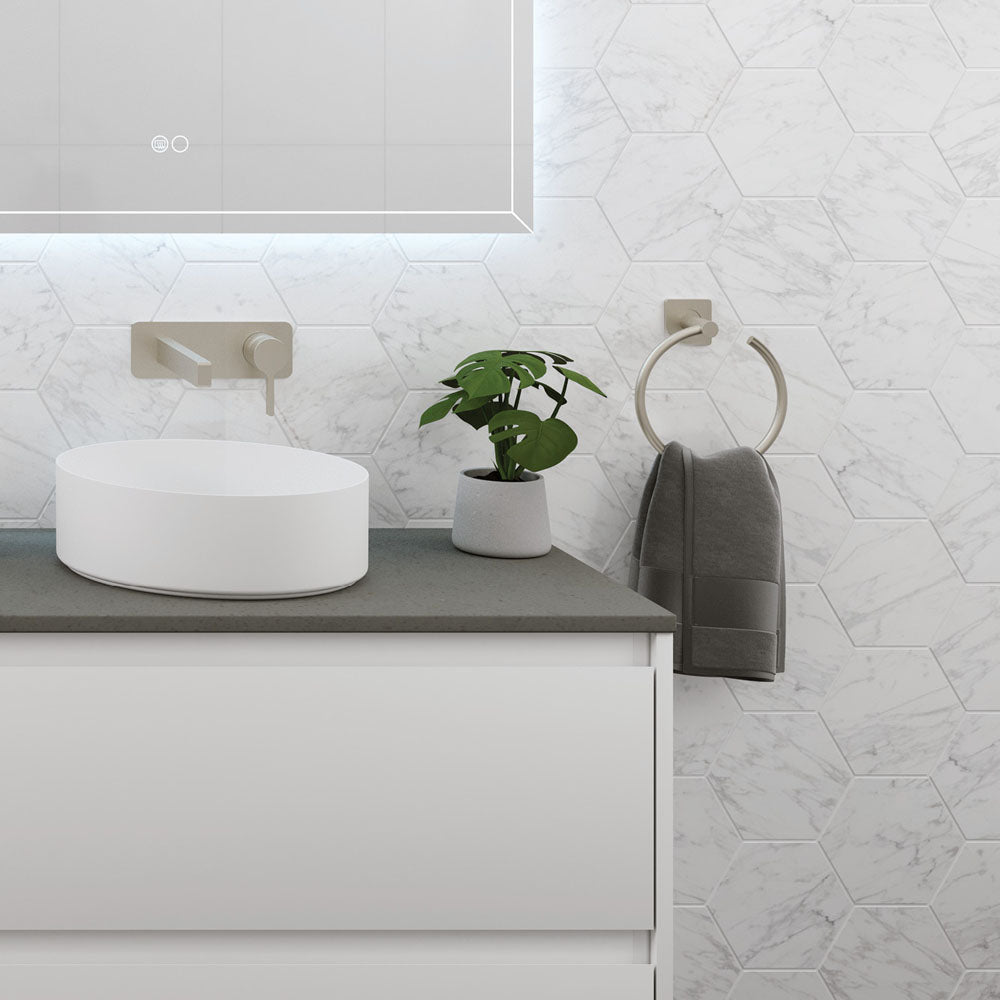 Sansa Hand Towel Ring, Brushed Nickel