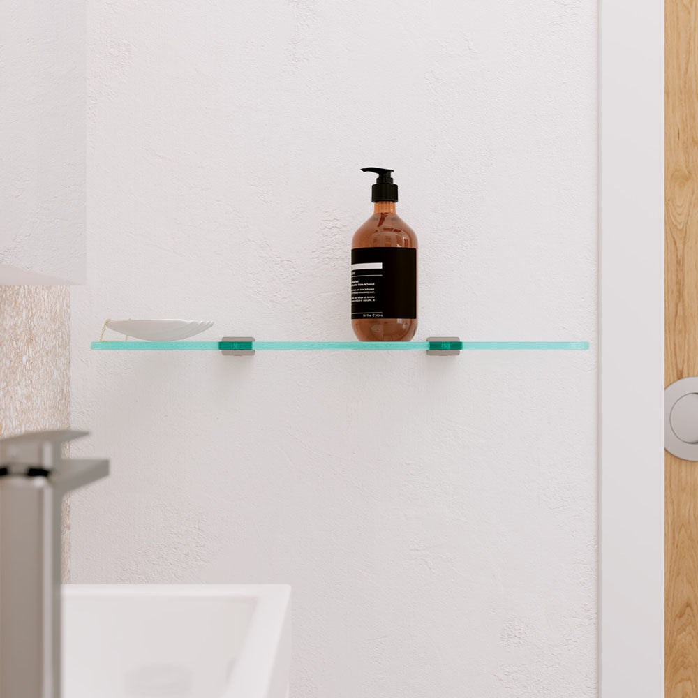 Tono Glass Shelf, Brushed Nickel