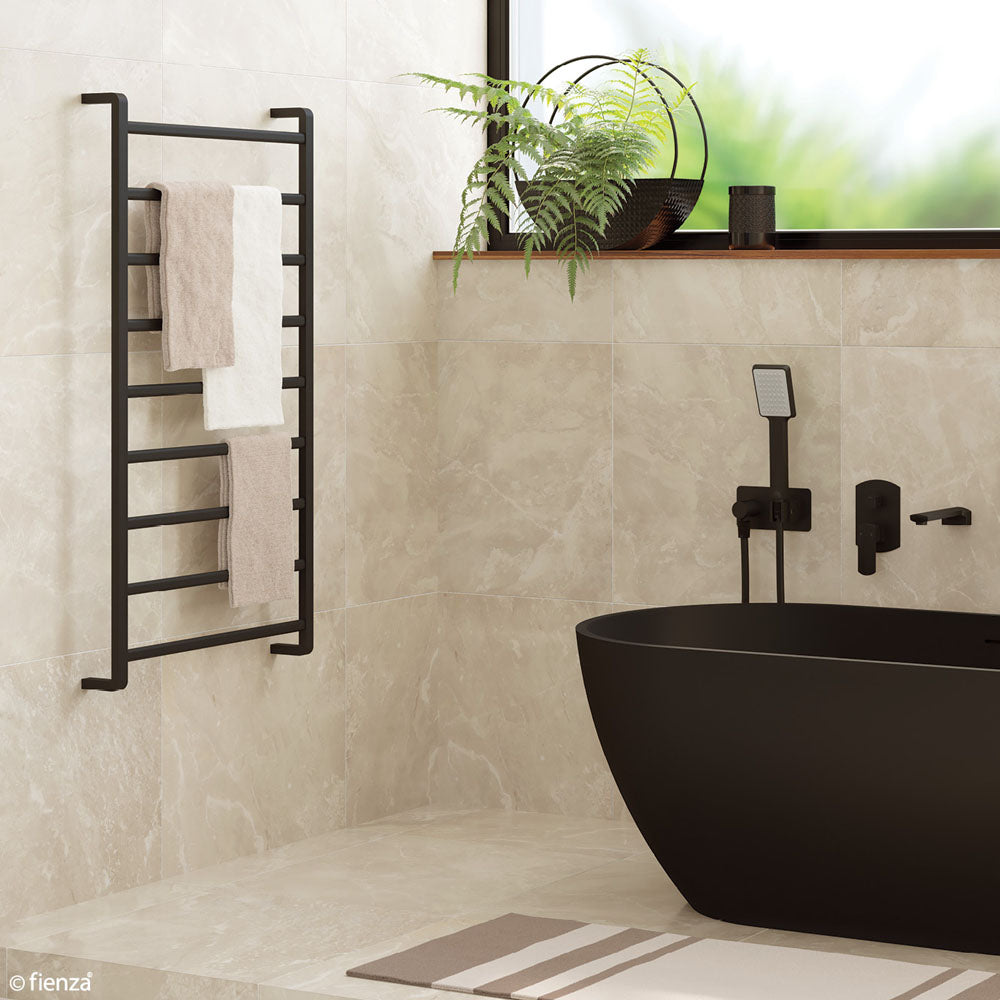 Koko Heated Towel Rail, 600 x 1200mm, Matte Black