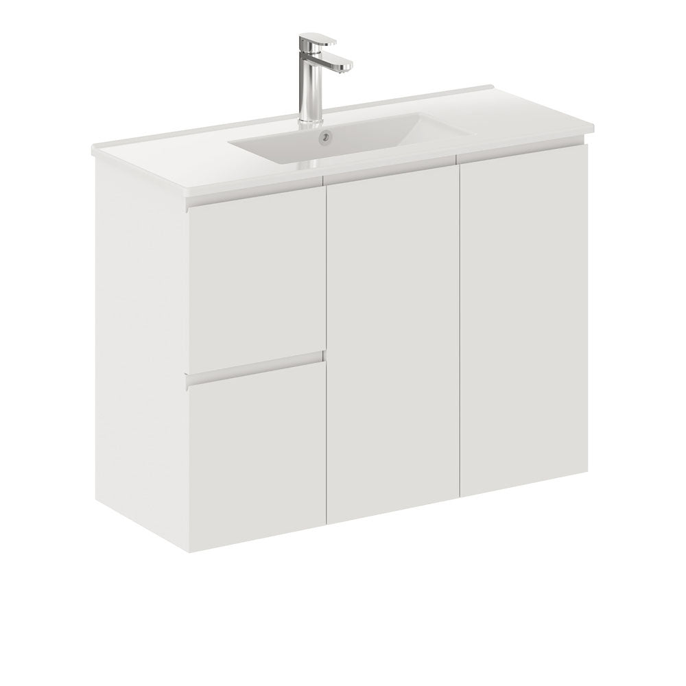 Siska Slim 900 Wall-Hung Vanity, Left Drawers