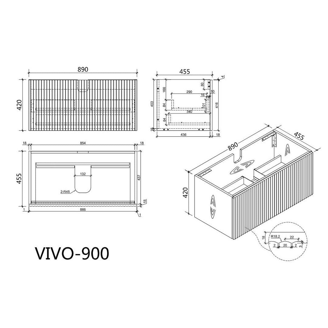 VIVO Wall Hung Vanity - Blue Bathware