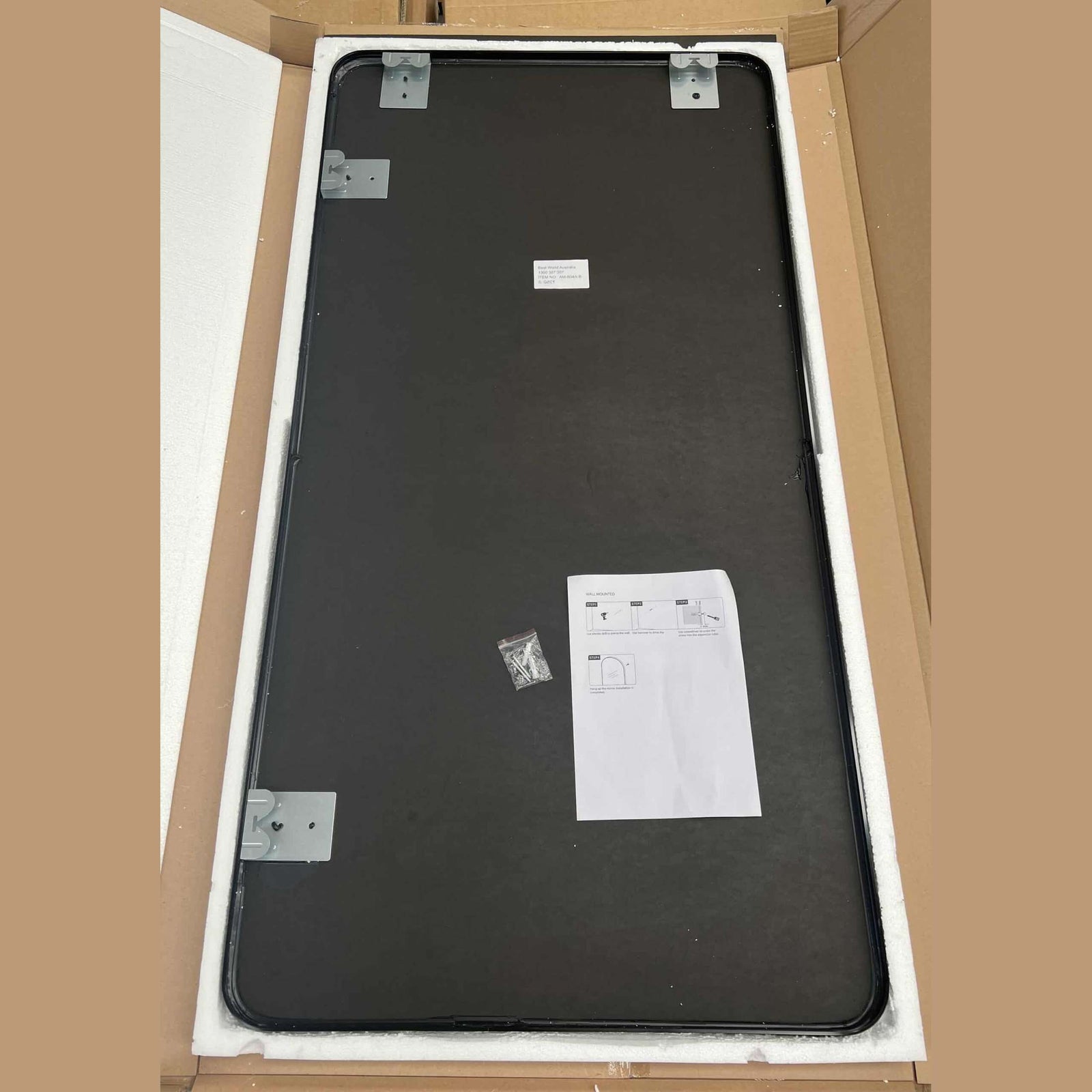 Long Rounded Modern Rectangular Wall Mirror – Black Aluminium Alloy Frame