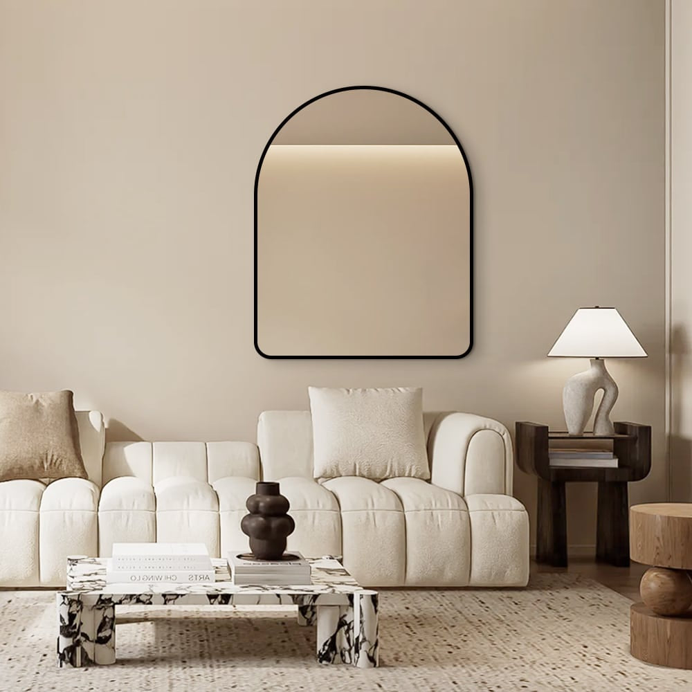 Arched Wall Mirror – 80x100cm Black or Gold Aluminium Frame
