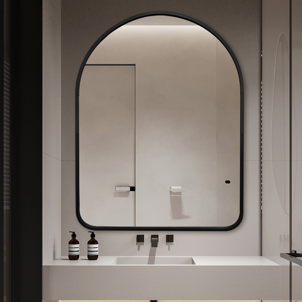 Arched Wall Mirror – 80x100cm Black or Gold Aluminium Frame