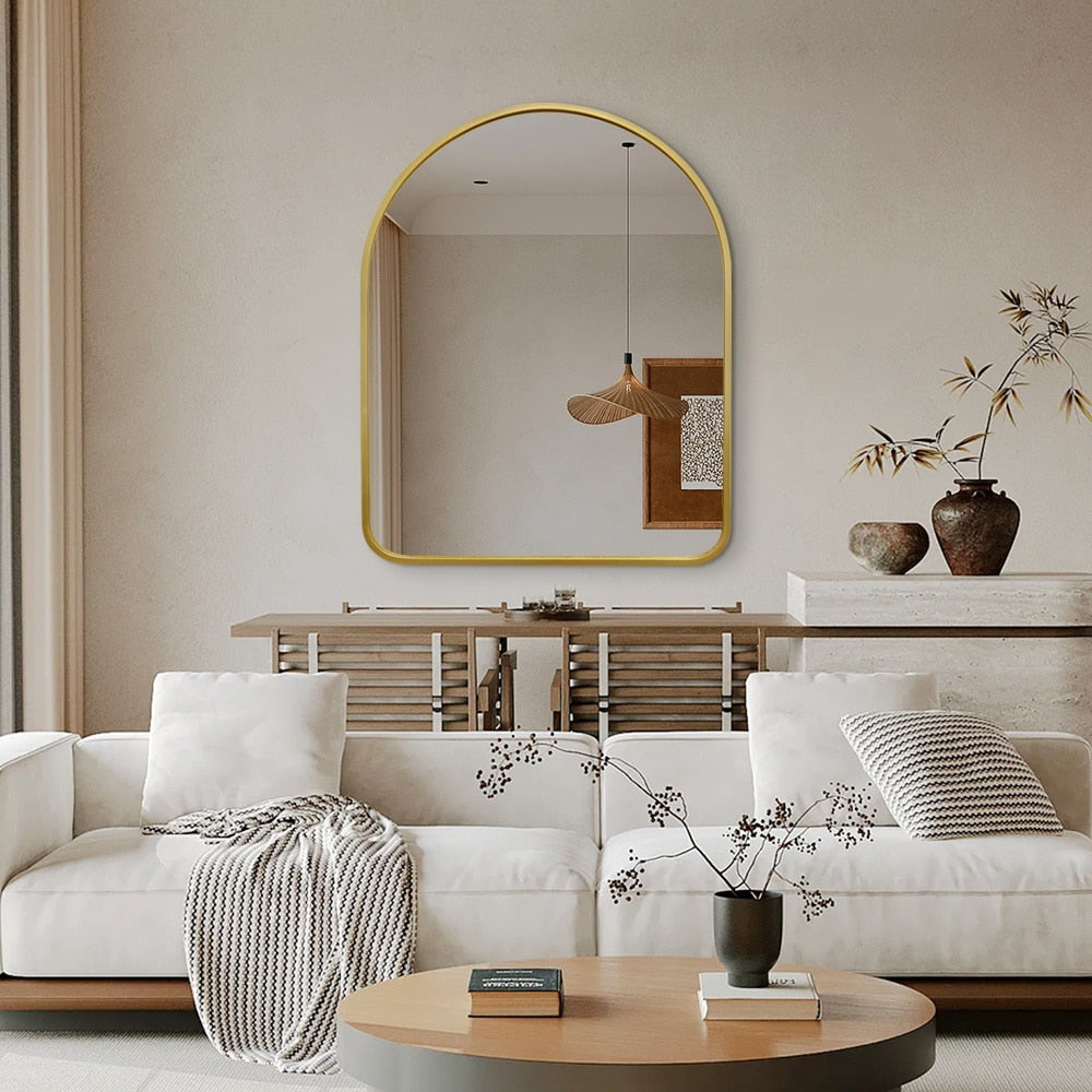 Arched Wall Mirror – 80x100cm Black or Gold Aluminium Frame