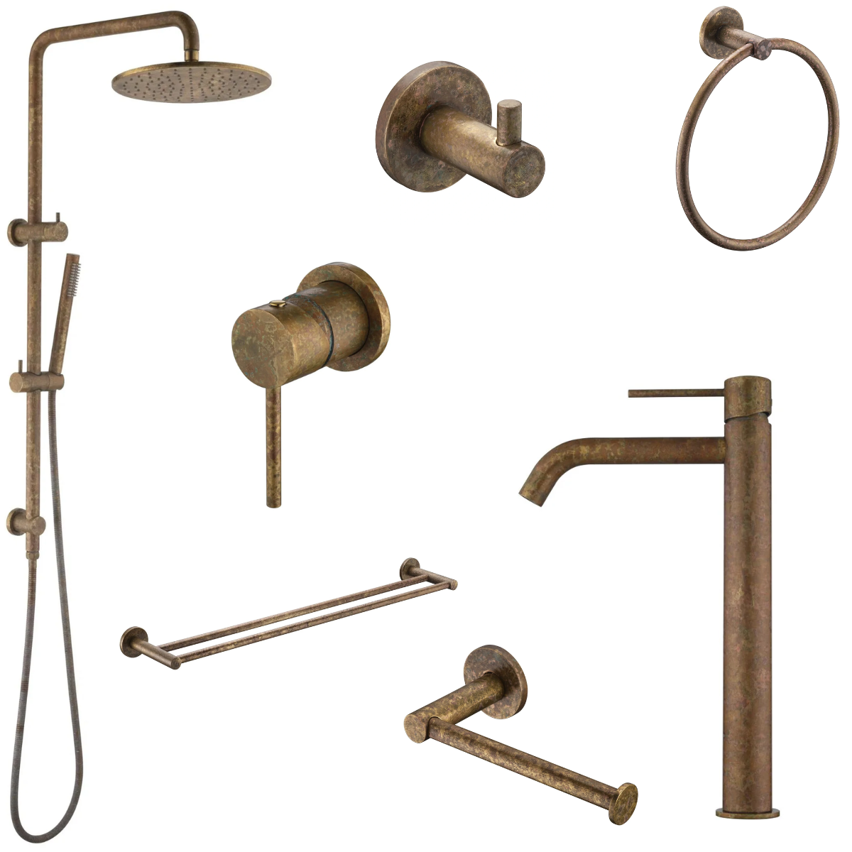Bella Vista Mica 7-Piece Bathroom Package - Living Brass